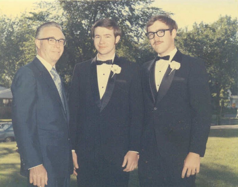 Kenneth, Dennis and Bob Bingen at Dennis's wedding.